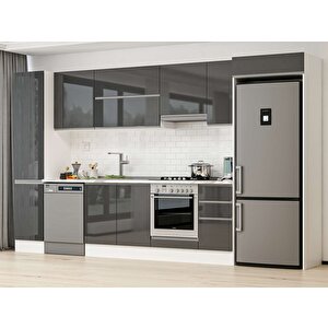 Alvinka 375x222 Cm High Gloss Mutfak Dolabı Beyaz Antrasıt Mbb-e90b45s40-1 Antrasit