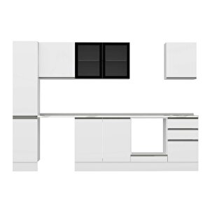Alvinka 290x210 Cm High Gloss Mdf Mutfak Dolabı Beyaz Beyaz Mb-e80b40s50-3