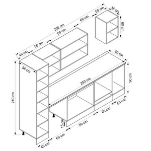 Alvinka 290x210 Cm High Gloss Mdf Mutfak Dolabı Beyaz Beyaz Mb-e80b40s50-3