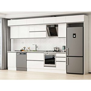 Alvinka 385x240 Cm High Gloss Mdf Mutfak Dolabı Beyaz Beyaz Mb-e90s50s45-2 Beyaz