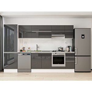 Alvinka 310x210 Cm High Gloss Mdf Mutfak Dolabı Beyaz Antrasıt Mb-e90b60s40-1 Antrasit