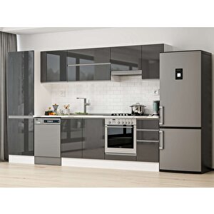 Alvinka 310x210 Cm High Gloss Mdf Mutfak Dolabı Beyaz Antrasıt Mb-e90b60s40-1 Antrasit