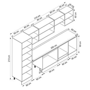 Alvinka 310x210 Cm High Gloss Mdf Mutfak Dolabı Beyaz Antrasıt Mb-e90b60s40-1