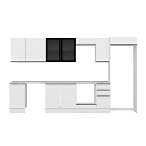 Alvinka 375x222 Cm High Gloss Mdf Mutfak Dolabı Beyaz Beyaz Mb-e90s45s40-3