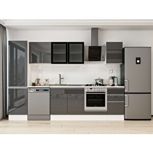 Alvinka 305x210 Cm High Gloss Mutfak Dolabı Beyaz Antrasıt Mb-e90b50s45-3 Antrasit