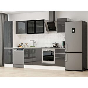 Alvinka 305x210 Cm High Gloss Mutfak Dolabı Beyaz Antrasıt Mb-e90b50s45-3 Antrasit