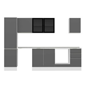 Alvinka 305x210 Cm High Gloss Mutfak Dolabı Beyaz Antrasıt Mb-e90b50s45-3