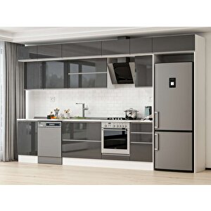 Alvinka 385x240 Cm High Gloss Mdf Mutfak Dolabı Beyaz Antrasıt Mb-e90s50s45-2 Antrasit
