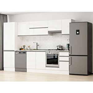 Alvinka 310x210 Cm High Gloss Mdf Mutfak Dolabı Beyaz Beyaz Mb-e90b60s40-1 Beyaz