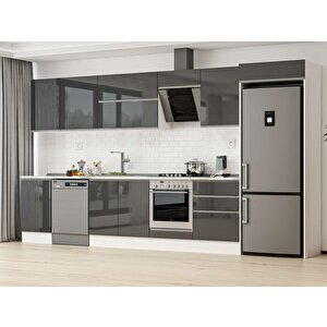 400x222 Cm High Gloss Mutfak Dolabı Beyaz Antrasıt Mb-e90s50s60-2 Antrasit
