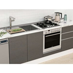 390x222 Cm High Gloss Mutfak Dolabı Beyaz Antrasıt Mb-e90s40s60-1 Antrasit