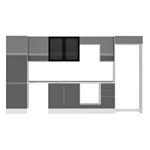 Alvinka 380x222 Cm High Gloss Mutfak Dolabı Beyaz Antrasıt Mbb-e80b60s40-3
