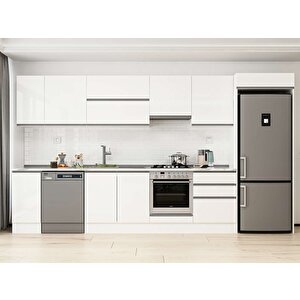390x222 Cm High Gloss Mutfak Dolabı Beyaz Beyaz Mb-e90s40s60-1 Beyaz
