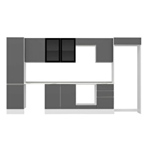 Alvinka 390x222 Cm High Gloss Mdf Mutfak Dolabı Beyaz Antrasıt Mbb-e90b50s50-3