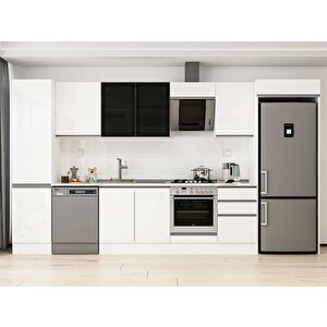 Alvinka 390x222 Cm High Gloss Mdf Mutfak Dolabı Beyaz Beyaz Mbb-e90b50s50-3 Beyaz