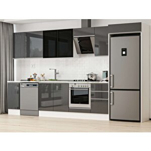 Alvinka 365x222 Cm High Gloss Mutfak Dolabı Beyaz Antrasıt Mb-e80s40s45-3 Antrasit