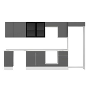 Alvinka 365x222 Cm High Gloss Mutfak Dolabı Beyaz Antrasıt Mb-e80s40s45-3