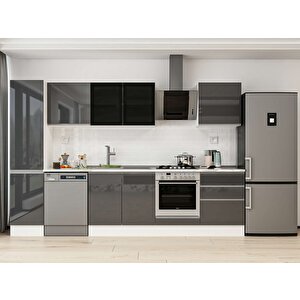 Alvinka 315x210 Cm High Gloss Mutfak Dolabı Beyaz Antrasıt Mb-e90b45s60-3 Antrasit