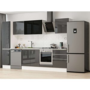 Alvinka 315x210 Cm High Gloss Mutfak Dolabı Beyaz Antrasıt Mb-e90b45s60-3 Antrasit