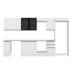 Alvinka 375x222 Cm High Gloss Mdf Mutfak Dolabı Beyaz Beyaz Mb-e90s40s45-3