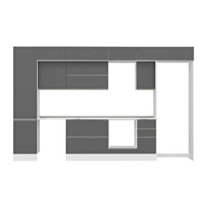 Alvinka 380x240 Cm High Gloss Mdf Mutfak Dolabı Beyaz Antrasıt Mbb-e90b50s40-2