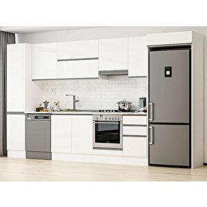 Alvinka 380x222 Cm High Gloss Mdf Mutfak Dolabı Beyaz Beyaz Mbb-e90b45s45-1 Beyaz