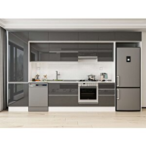 Alvinka 400x240 Cm High Gloss Mdf Mutfak Dolabı Beyaz Antrasıt Mbb-e90b60s50-1 Antrasit