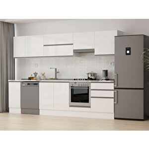 Alvinka 310x210 Cm High Gloss Mutfak Dolabı Beyaz Beyaz M-e90s40s60-1 Beyaz