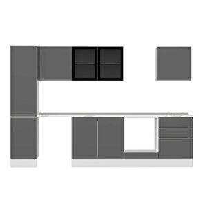 Alvinka 315x210 Cm High Gloss Mutfak Dolabı Beyaz Beyaz Mb-e90b45s60-3