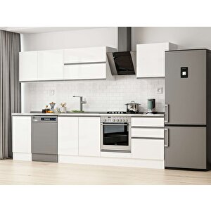 305x210 Cm High Gloss Mutfak Dolabı Beyaz Beyaz M-e80s45s60-2 Beyaz