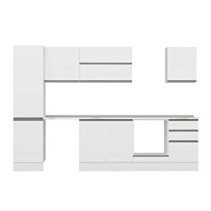 Alvinka 310x210 Cm High Gloss Mdf Mutfak Dolabı Beyaz Beyaz Mb-e90b50s50-2
