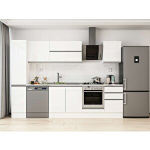 290x210 Cm High Gloss Mutfak Dolabı Beyaz Beyaz Mb-e80b40s50-2 Beyaz