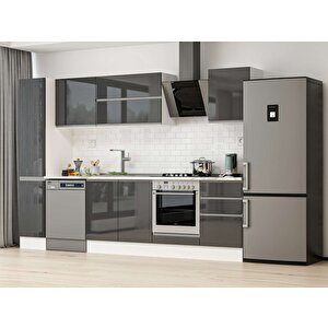 290x210 Cm High Gloss Mutfak Dolabı Beyaz Antrasıt Mb-e80b40s50-2 Antrasit