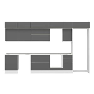 Alvinka 385x240 Cm High Gloss Mutfak Dolabı Beyaz Antrasıt Mb-e80s60s45-2