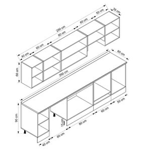 Alvinka 290x210 Cm High Gloss Mdf Mutfak Dolabı Beyaz Antrasıt M-e80s40s50-1