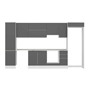 Alvinka 380x222 Cm High Gloss Mdf Mutfak Dolabı Beyaz Antrasıt Mbb-e90b50s40-1