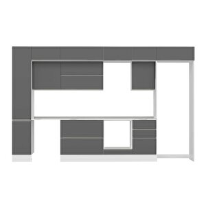 Alvinka 380x240 Cm High Gloss Mdf Mutfak Dolabı Beyaz Antrasıt Mbb-e90b40s50-2