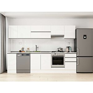 290x210 Cm High Gloss Mdf Mutfak Dolabı Beyaz Beyaz M-e80s40s50-1 Beyaz
