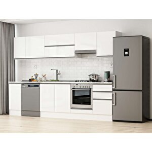 290x210 Cm High Gloss Mdf Mutfak Dolabı Beyaz Beyaz M-e80s40s50-1 Beyaz