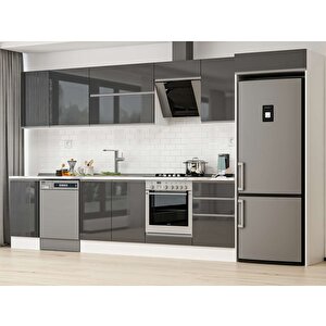 Alvinka 375x222 Cm High Gloss Mdf Mutfak Dolabı Beyaz Antrasıt Mb-e80s45s50-2 Antrasit