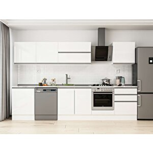 Alvinka 330x210 Cm High Gloss Mutfak Dolabı Beyaz Beyaz M-e90s60s60-2 Beyaz