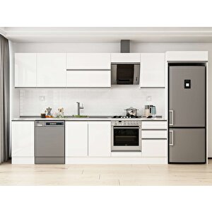 Alvinka 375x222 Cm High Gloss Mdf Mutfak Dolabı Beyaz Beyaz Mb-e80s45s50-2 Beyaz