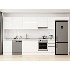 Alvinka 380x222 Cm High Gloss Mutfak Dolabı Beyaz Beyaz Mb-e90s50s40-1 Beyaz