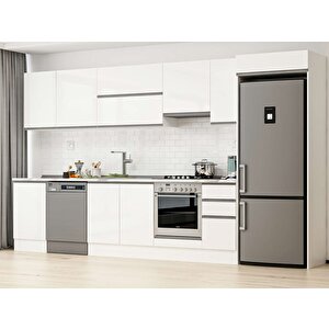 Alvinka 380x222 Cm High Gloss Mutfak Dolabı Beyaz Beyaz Mb-e90s50s40-1 Beyaz