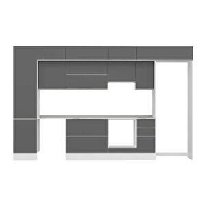 Alvinka 370x240 Cm High Gloss Mutfak Dolabı Beyaz Antrasıt Mbb-e80b50s40-1