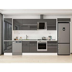 Alvinka 400x222 Cm High Gloss Mdf Mutfak Dolabı Beyaz Antrasıt Mbb-e90b50s60-2 Antrasit