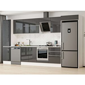 Alvinka 400x222 Cm High Gloss Mdf Mutfak Dolabı Beyaz Antrasıt Mbb-e90b50s60-2 Antrasit