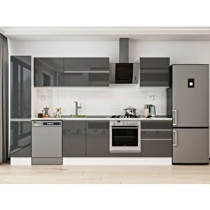 Alvinka 310x210 Cm High Gloss Mutfak Dolabı Beyaz Antrasıt Mb-e90b40s60-2 Antrasit