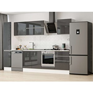 Alvinka 310x210 Cm High Gloss Mutfak Dolabı Beyaz Antrasıt Mb-e90b40s60-2 Antrasit