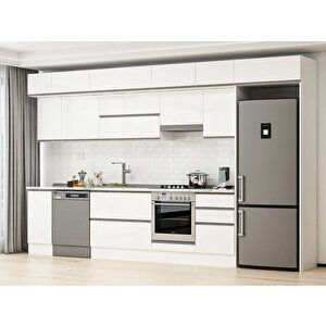 Alvinka 370x240 Cm High Gloss Mdf Mutfak Dolabı Beyaz Beyaz Mb-e80s40s50-1 Beyaz